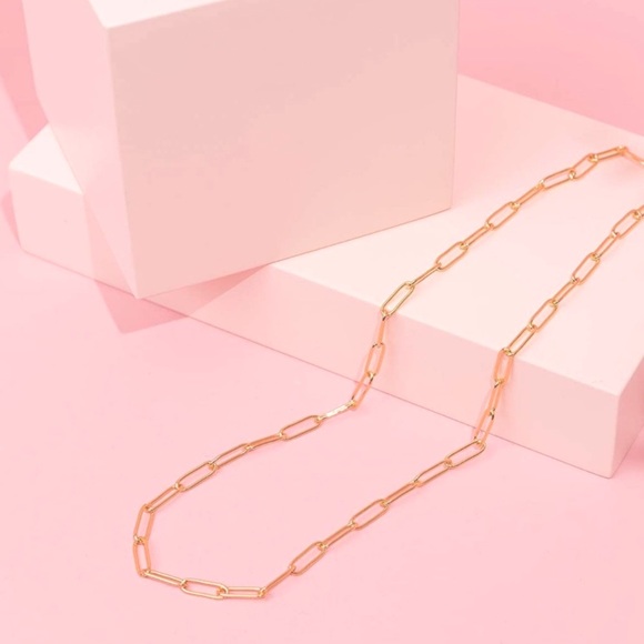 🆕 14k Gold Petite Paperclip Chain Link Gold Dainty Layering Necklace - Picture 2 of 15